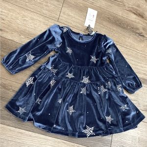 Joules Girls Size 3Y Velour Dress with Silver Stars - NWT